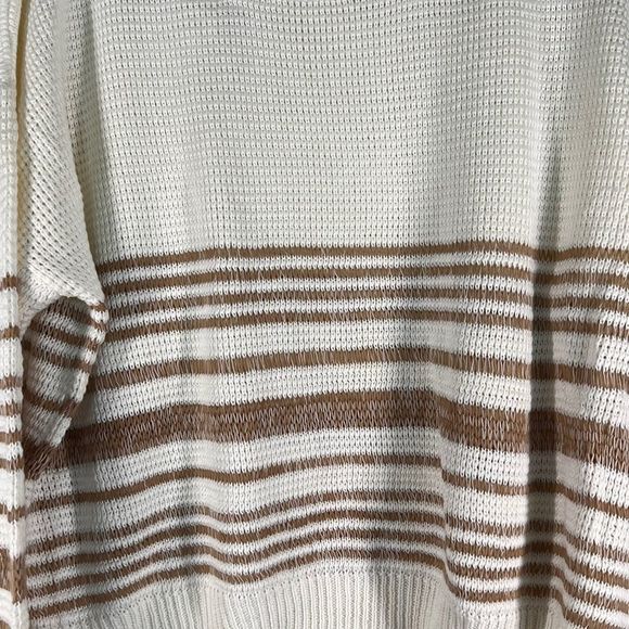 LUMINERE Womens Sz M Striped Sweater Cream and Tan NWT - Picture 2 of 9